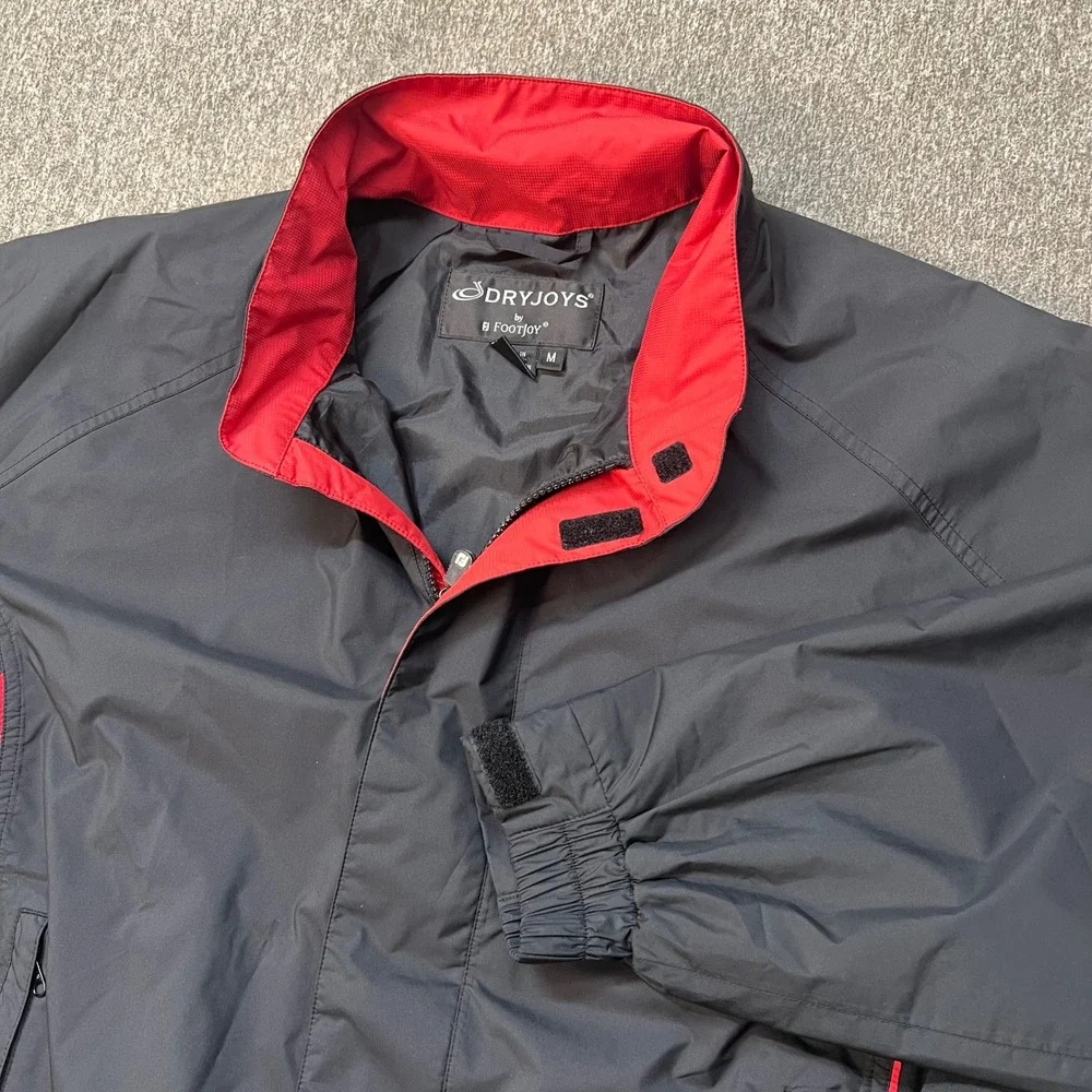 FootJoy DryJoys Mens Golf Jacket Black Red Full‎ Zip Windbreaker Size M 000